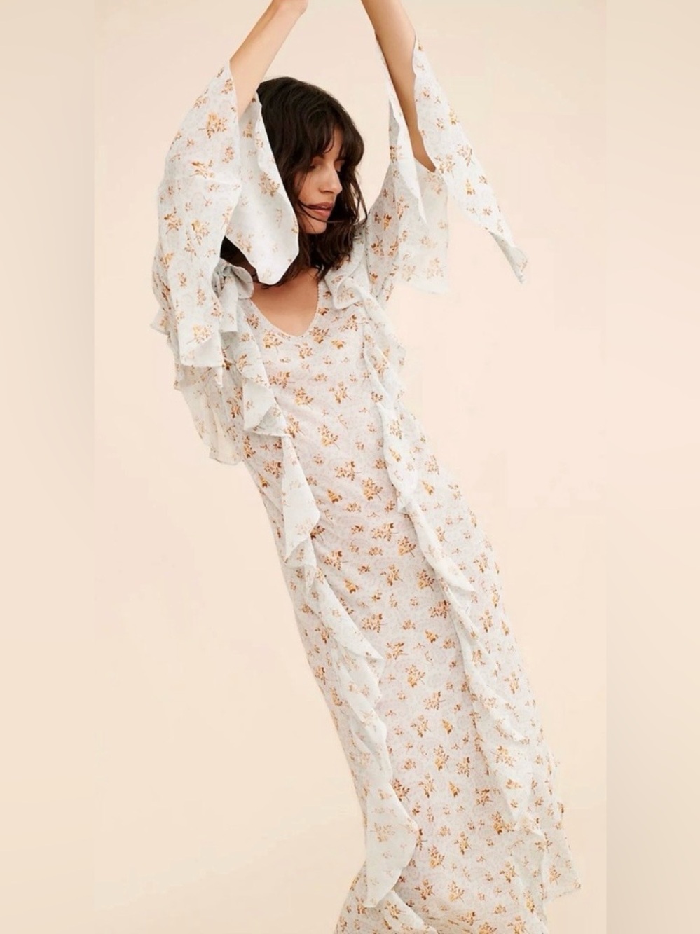 Spell Fleur Frill Bias Blue Teapot Maxi Dress - Picture 7 of 8